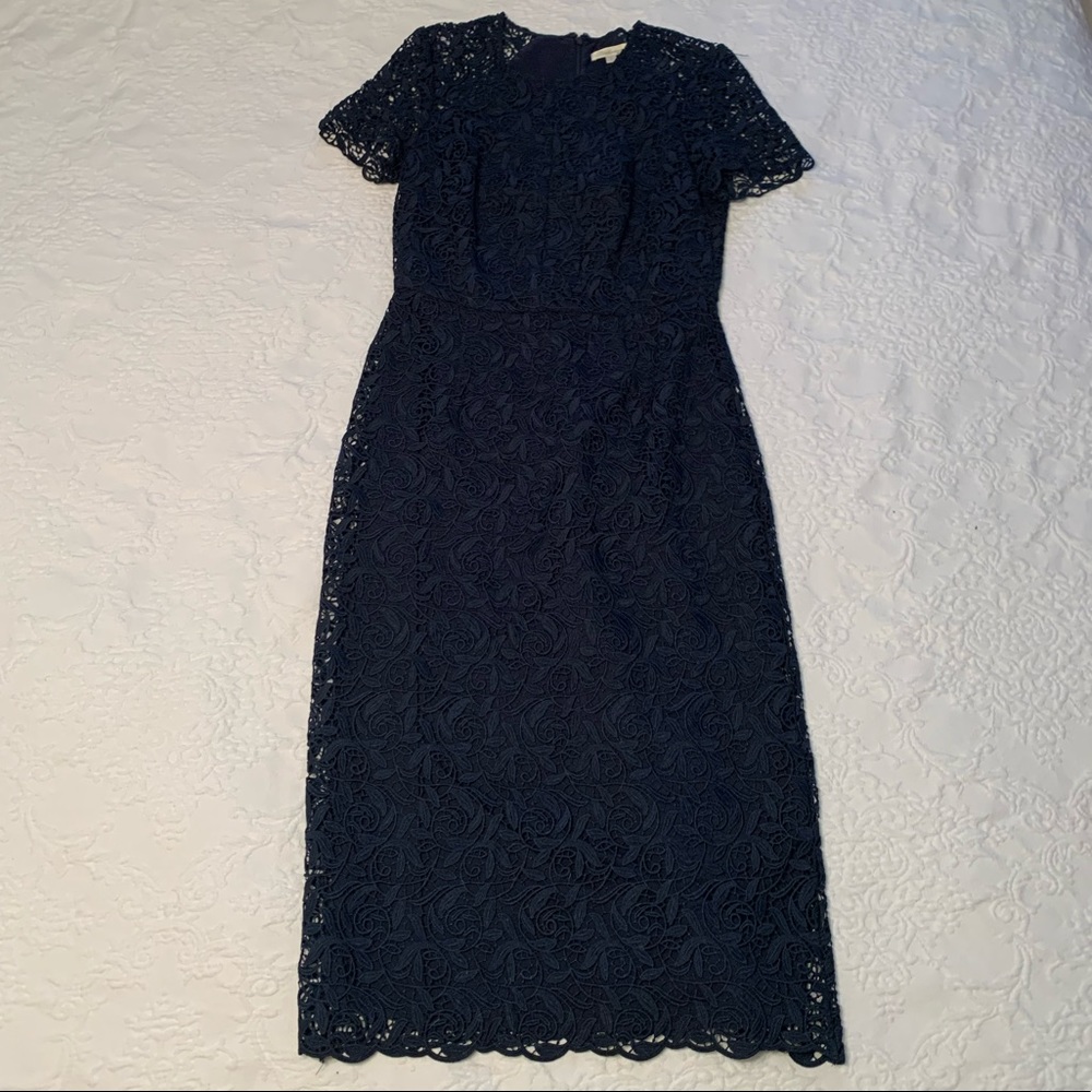 Shoshanna Navy Lace Midi Dress